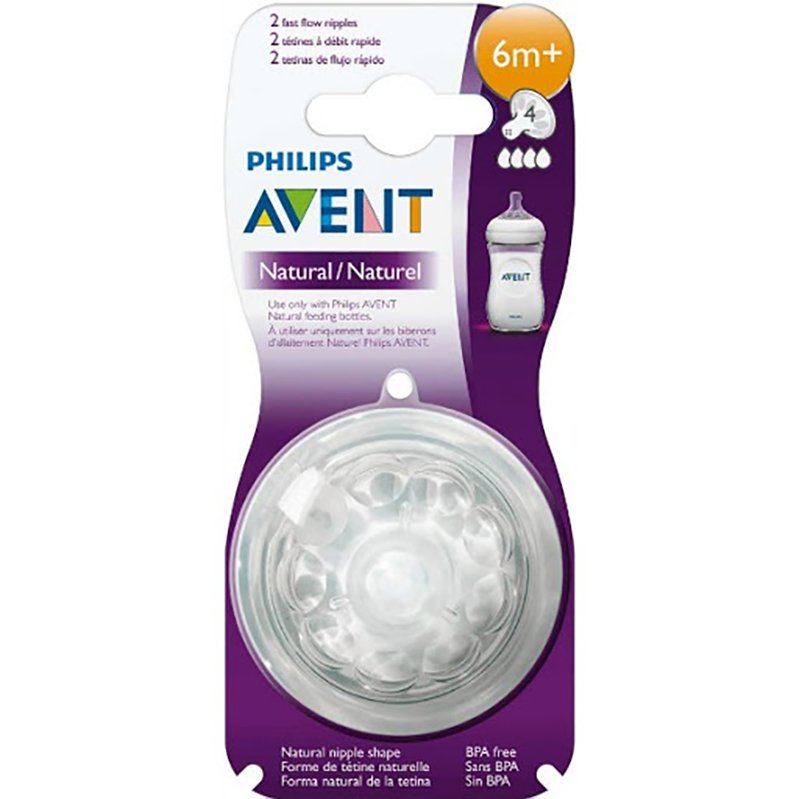 Avent Natural Teat 2-Pack 6m+ 4-Holes - Items World