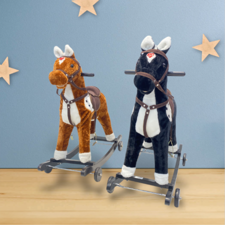 Wooden Rocking Horse Moving Ride on Horse For Kids