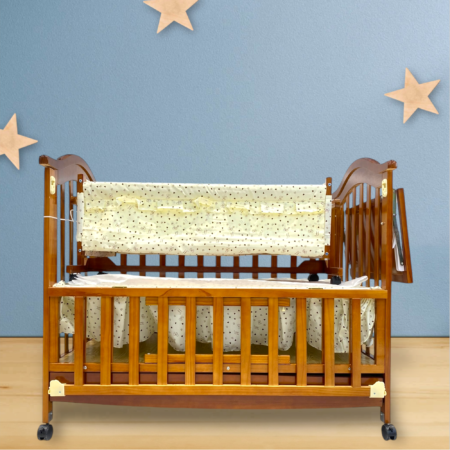 Wooden Cot Brown With Drawers And Organizer (Dark Brown)