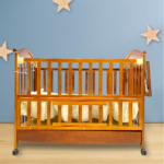 Wooden Cot Brown With Drawers And Organizer (Dark Brown)