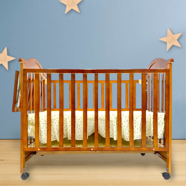 Wooden Cot Brown With Drawers And Organizer (Dark Brown)