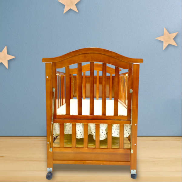 Wooden Cot Brown With Drawers And Organizer (Dark Brown)