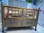 WOODEN COT WITH FANCY GRILL (LIGHT BIEGE)