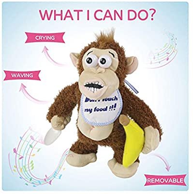 Cute Walking and Hand Moving Monkey Stuffed Toy With Music for Kids - 13 Inch (Cries when you take his Banana Away)