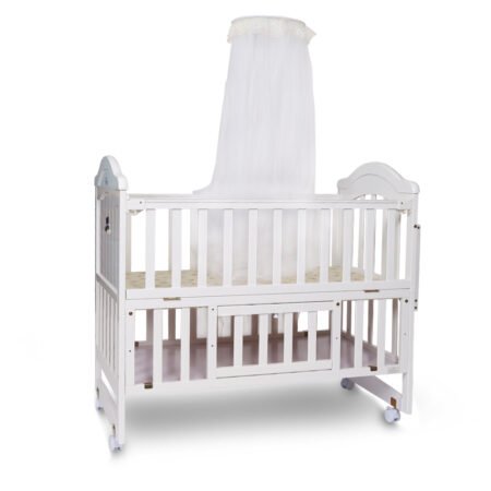 TINNIES WOODEN COT - WHITE