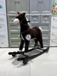 Wooden Rocking Horse Moving Ride On Horse For Kids (L).