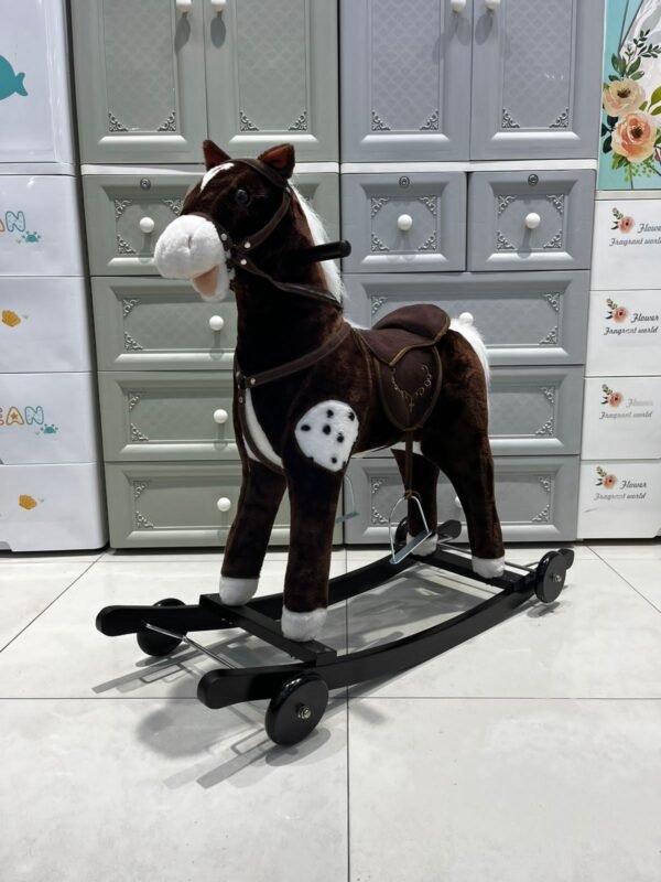 Wooden Rocking Horse Moving Ride On Horse For Kids (L).