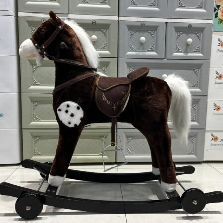 Wooden Rocking Horse Moving Ride On Horse For Kids (L).
