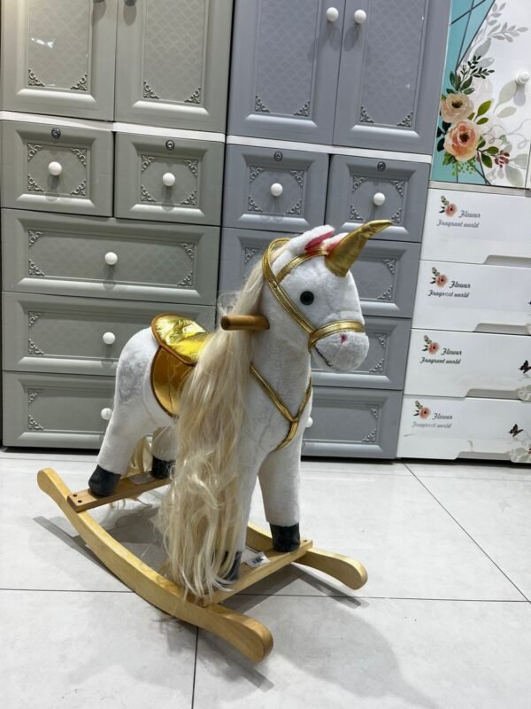 WOODEN ROCKING HORSE MOVING RIDE ON HORSE FOR KIDS (S).