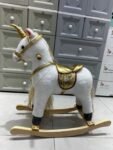 WOODEN ROCKING HORSE MOVING RIDE ON HORSE FOR KIDS (S).