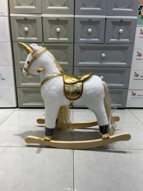WOODEN ROCKING HORSE MOVING RIDE ON HORSE FOR KIDS (S).