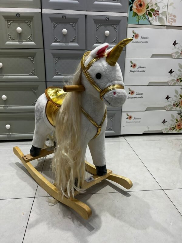 WOODEN ROCKING HORSE MOVING RIDE ON HORSE FOR KIDS (S).