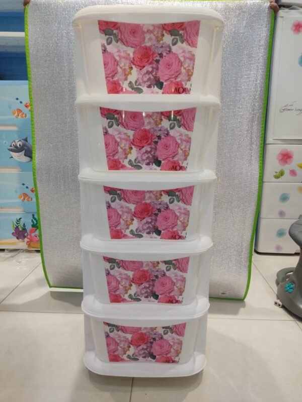 AQUAPLAST 5 LAYER STORAGE BOX STORAGE DECORATED PRINTED DRAWER CABINET
