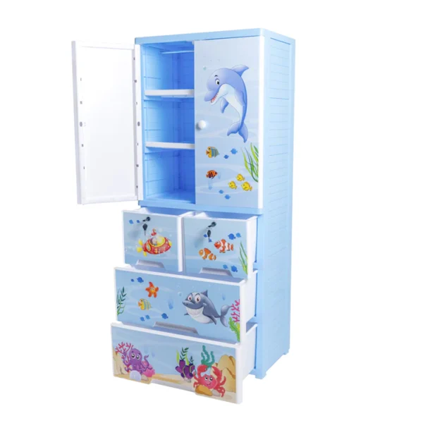 HAPPY DOLPHIN WARDROBE HANGING WITH 4 DRAWER JUMBO 6 LAYER