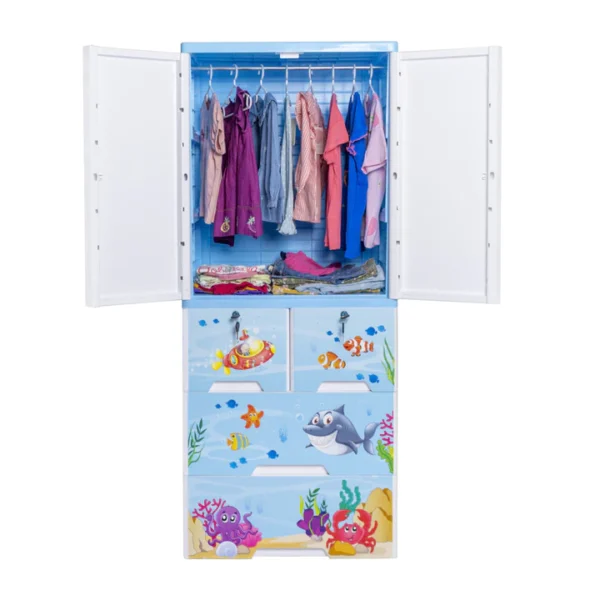 HAPPY DOLPHIN WARDROBE HANGING WITH 4 DRAWER JUMBO 6 LAYER