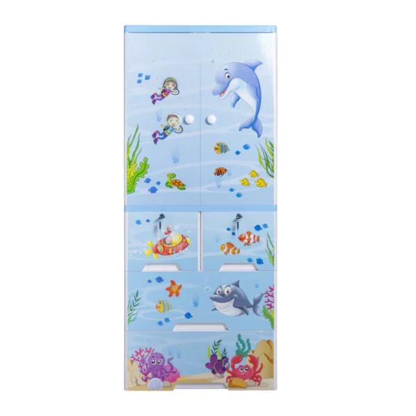 HAPPY DOLPHIN WARDROBE HANGING WITH 4 DRAWER JUMBO 6 LAYER