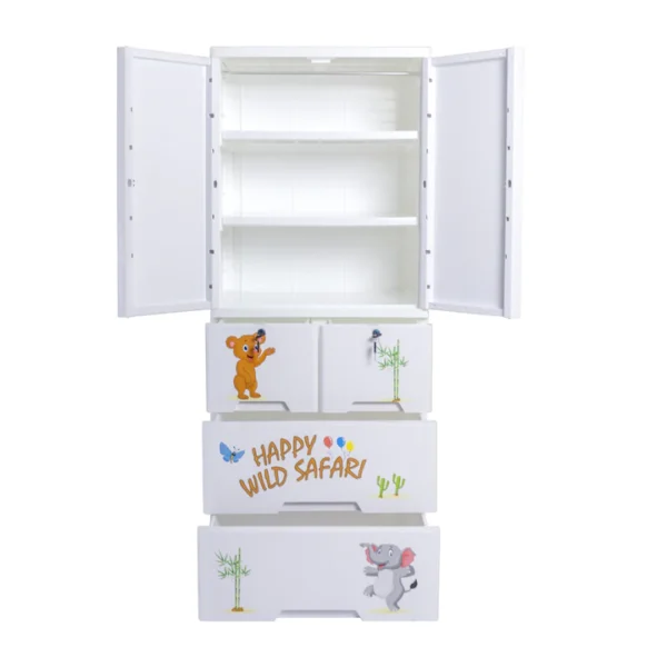 HAPPY WILD SAFARI WARDROBE HANGING WITH 4 DRAWER JUMBO 6 LAYER