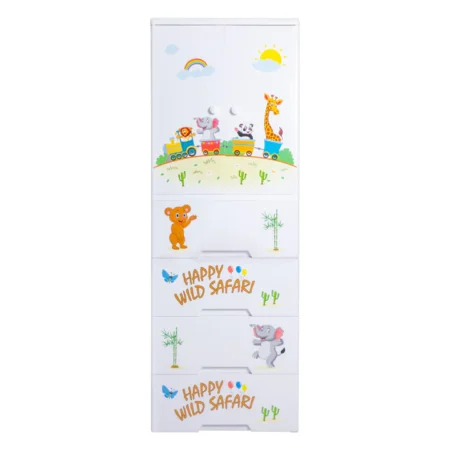 HAPPY WILD SAFARI WARDROBE HANGING WITH 4 DRAWER JUMBO 7 LAYER