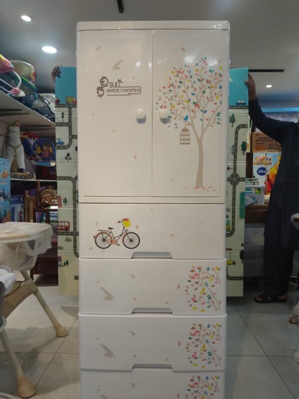 BABY CABINET 4 DRAWERS WITH HANGING BICYCLE PATTERN