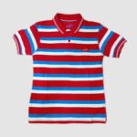 Ezifit Red High Quality Polo T-Shirt For Boys Strips Deisgn