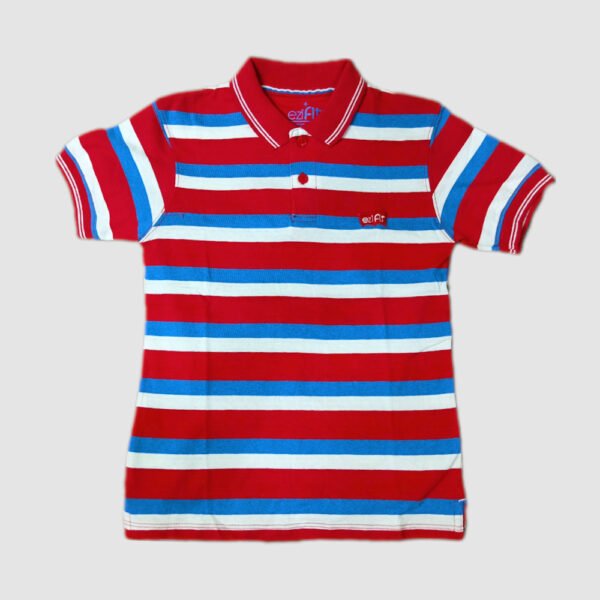 Ezifit Red High Quality Polo T-Shirt For Boys Strips Deisgn