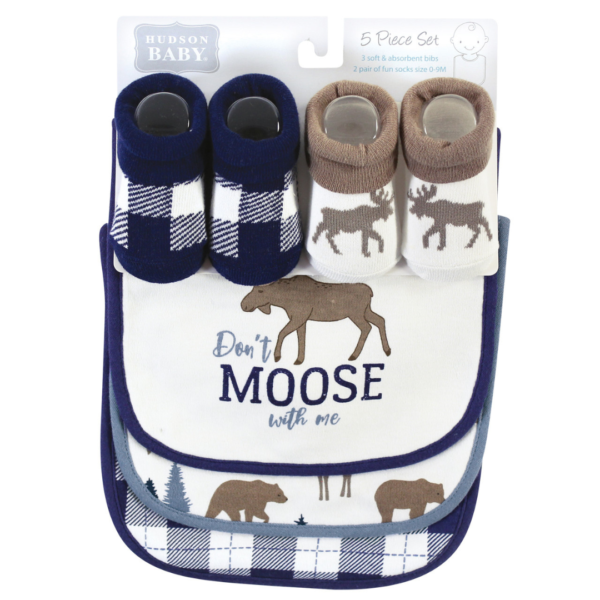 Hudson Baby Bibset With Socks 5 Piece