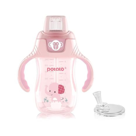 Potato Sippy Cups with Rotatable Handles for Toddlers 8 oz, Pink