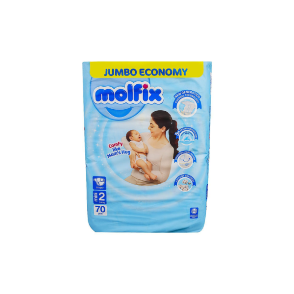 Molfix Diapers Jumbo Economy Pack, Mini No-2, 3-6 kg, 70 Pcs