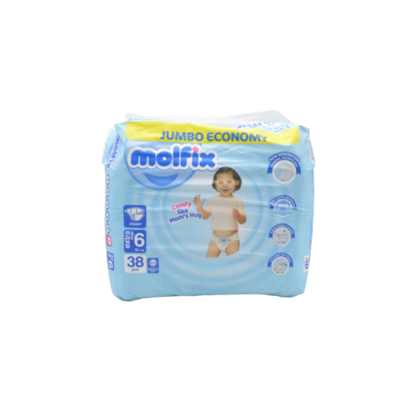 Molfix Diaper Jumbo Economy Pack Extra Large Size 6, 15+Kg 38 PCS