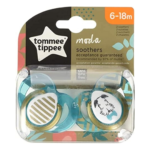 Tommee Tippee Moda Soothers, Symmetrical Orthodontic Design, BPA-Free Silicone Baglet 6-18m