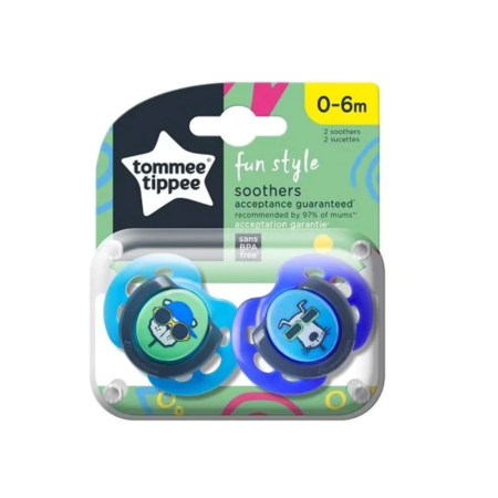 Tommee Tippee Fun Style Orthodontic Soothers 0-6 Months (2 Pack)
