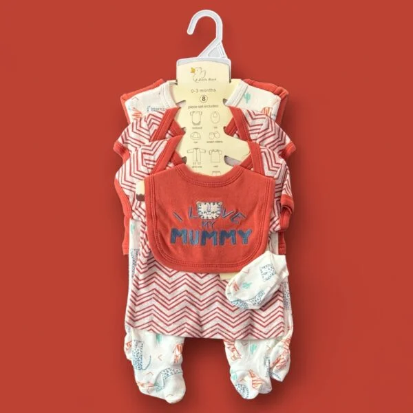 Little Duck Newborn Baby Starter Set 8pcs 0-3M (Red and White)
