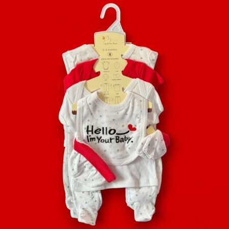 Little Duck Newborn Baby Starter Set 8pcs 3-6M (Red and White)