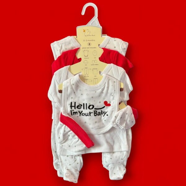 Little Duck Newborn Baby Starter Set 8pcs 3-6M (Red and White)