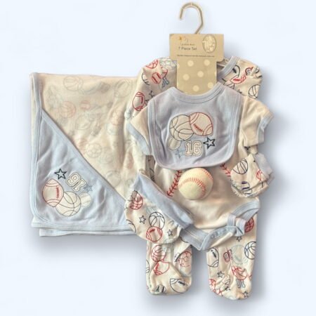 Little Duck Newborn Baby Starter Set 7pcs (White and Sky Blue)