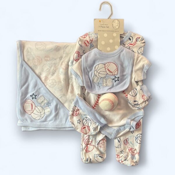 Little Duck Newborn Baby Starter Set 7pcs (White and Sky Blue)