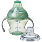 Tommee Tippee Transition Cup, Breast-Like Teat and Soft Silicone Spout, Removable Easy-Grip Handles, Leakproof Lid, 150ml, 4-7m+, Green
