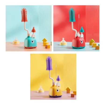 Dr Gym Silicone Brush for Bottles 360 Degree Rotation Baby Bottle Pacifier Cleaning Brush