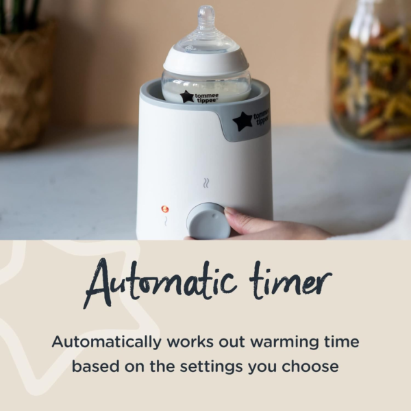 Tommee Tippee Easiwarm Bottle Warmer, Automatic Timer, One-Dial Operation, White