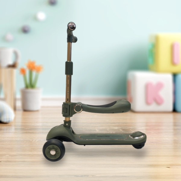Foldable 2 in 1 Seater Scooter Black Commando Green