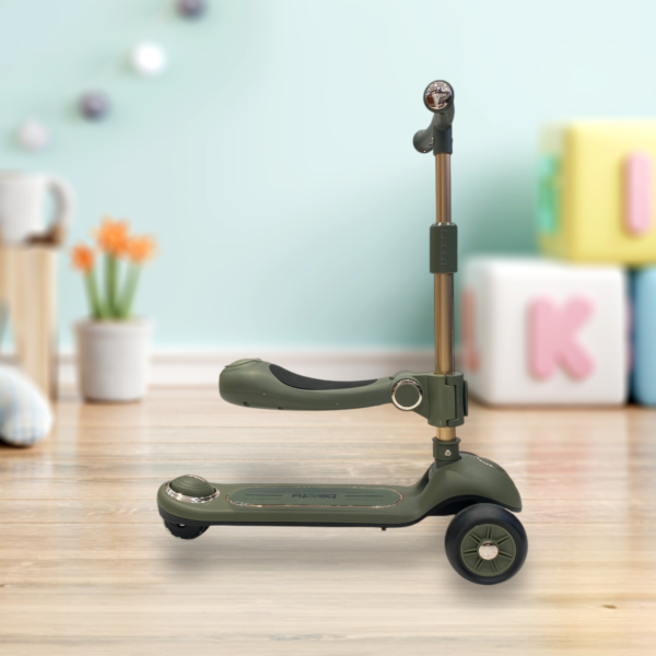 Foldable 2 in 1 Seater Scooter Black Commando Green