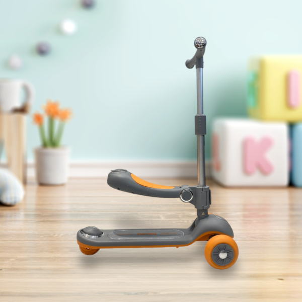 Foldable 2 in 1 Seater Scooter Black Metallic Grey