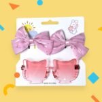 Vintage 2Pcs/ Kids Summer Bows Headband bear Sunglasses