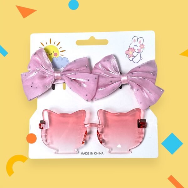Vintage 2Pcs/ Kids Summer Bows Headband bear Sunglasses