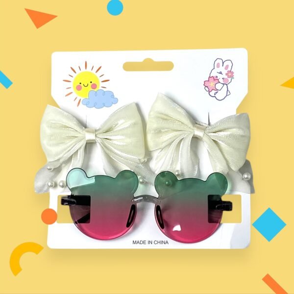 Vintage 2Pcs/ Kids Summer Bows Headband bear Sunglasses