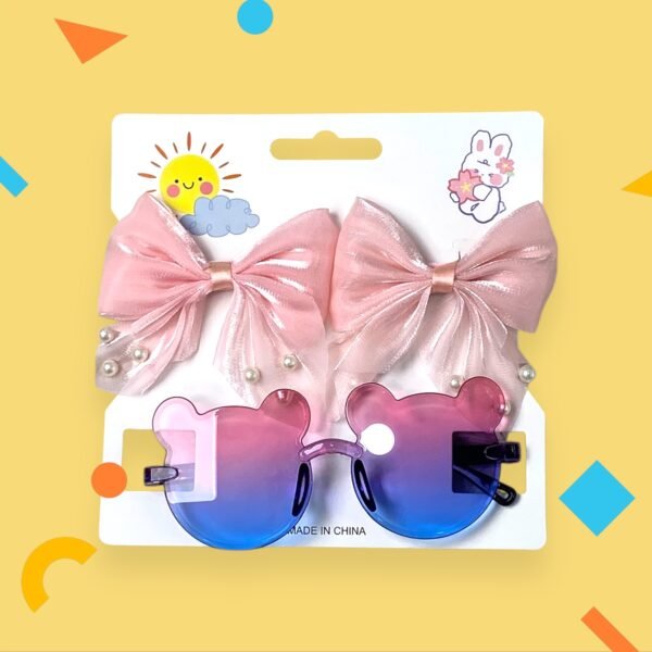Vintage 2Pcs/ Kids Summer Bows Headband bear Sunglasses