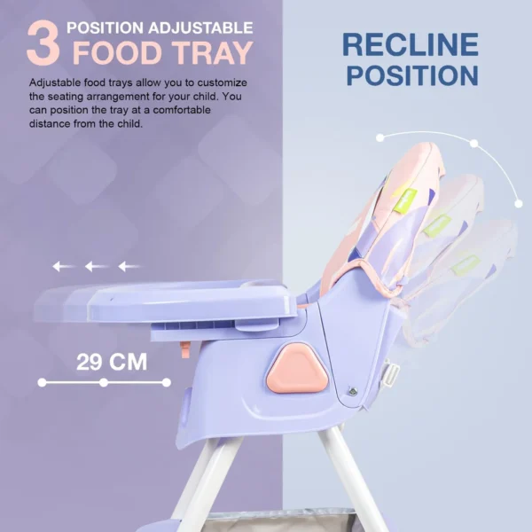 Baby High Chair for Kids with Adjustable Height, Footrest, Wheels, Safety Belt and Cushion For Infants & Toddlers |6 Months to 4 Years