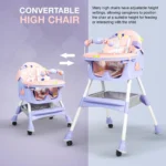 Baby High Chair for Kids with Adjustable Height, Footrest, Wheels, Safety Belt and Cushion For Infants & Toddlers |6 Months to 4 Years