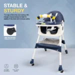 Baby High Chair for Kids with Adjustable Height, Footrest, Wheels, Safety Belt and Cushion For Infants & Toddlers |6 Months to 4 Years