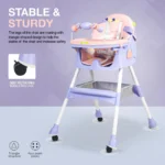 Baby High Chair for Kids with Adjustable Height, Footrest, Wheels, Safety Belt and Cushion For Infants & Toddlers |6 Months to 4 Years
